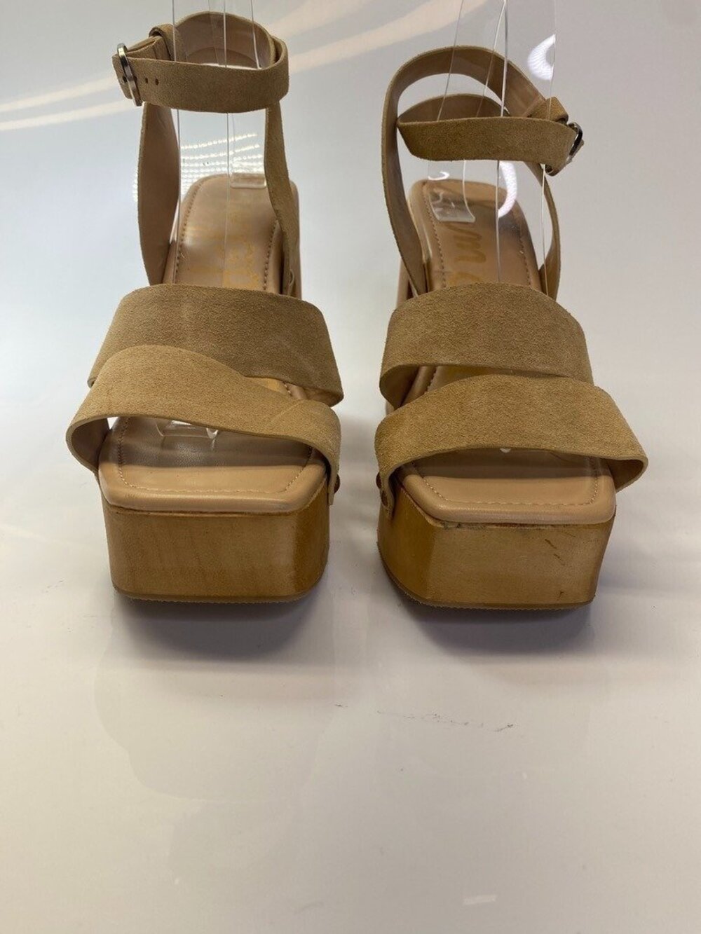 Sam Edelman Women's Leather Rosalind Strap Sesame Wooden Heel Sandal Sz 10 - Picture 3 of 11
